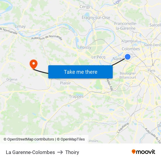 La Garenne-Colombes to Thoiry map