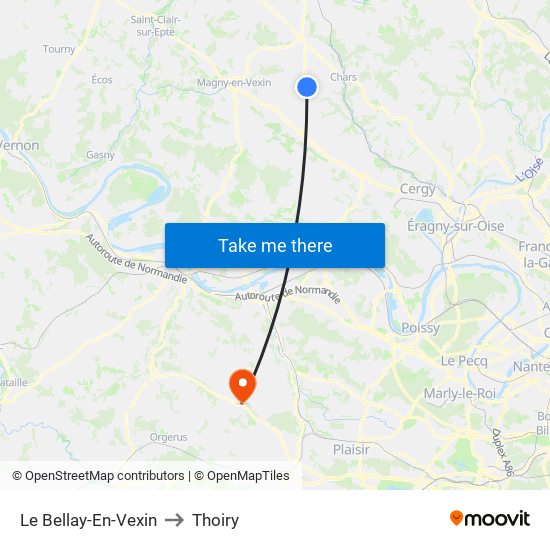 Le Bellay-En-Vexin to Thoiry map