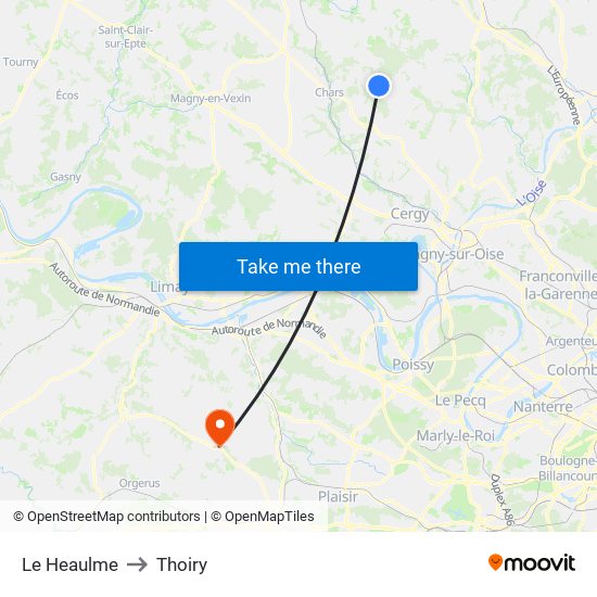 Le Heaulme to Thoiry map
