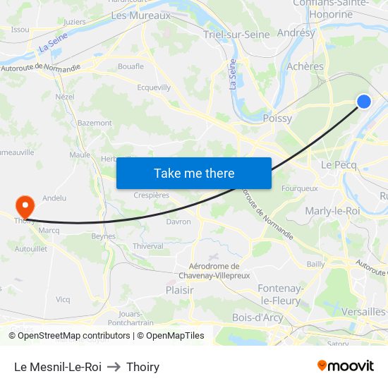 Le Mesnil-Le-Roi to Thoiry map