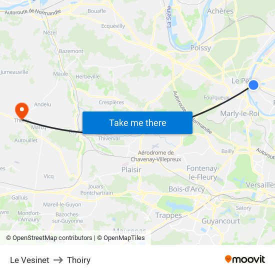 Le Vesinet to Thoiry map
