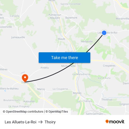 Les Alluets-Le-Roi to Thoiry map