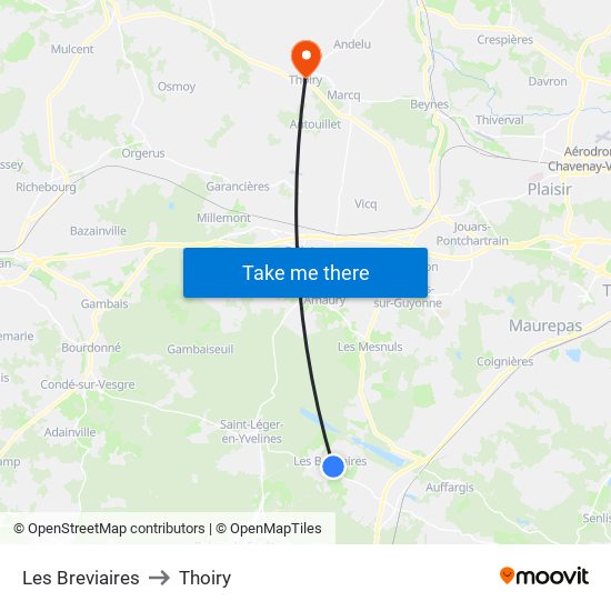 Les Breviaires to Thoiry map