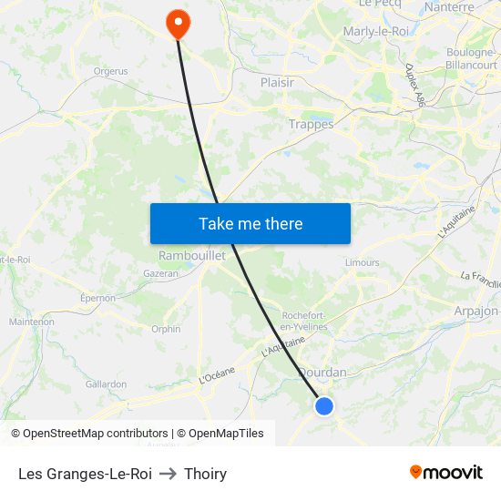 Les Granges-Le-Roi to Thoiry map