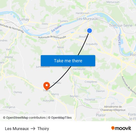 Les Mureaux to Thoiry map