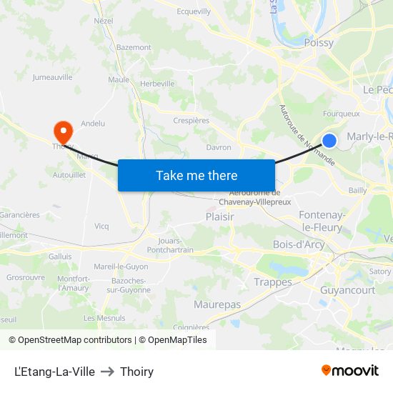 L'Etang-La-Ville to Thoiry map