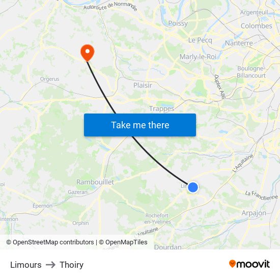 Limours to Thoiry map
