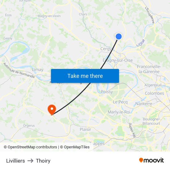 Livilliers to Thoiry map