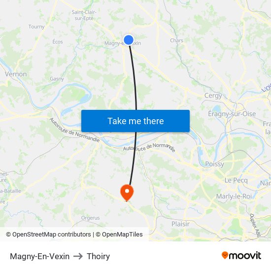 Magny-En-Vexin to Thoiry map