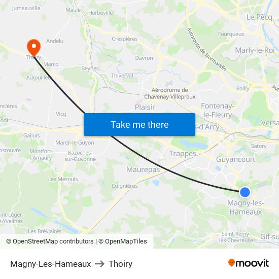Magny-Les-Hameaux to Thoiry map