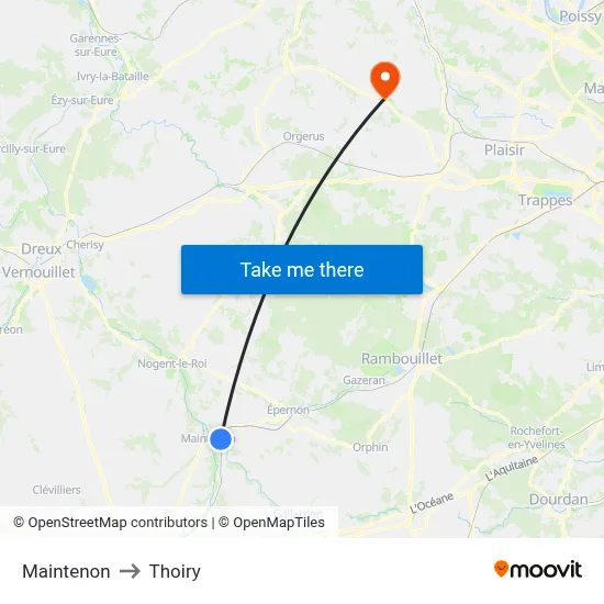 Maintenon to Thoiry map