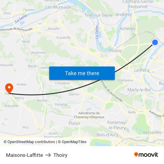 Maisons-Laffitte to Thoiry map