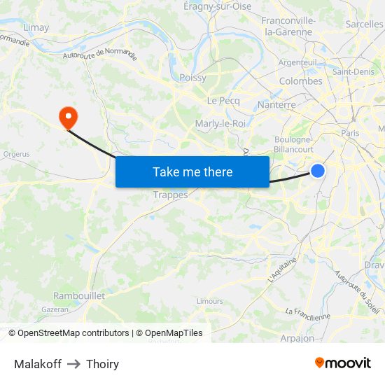 Malakoff to Thoiry map