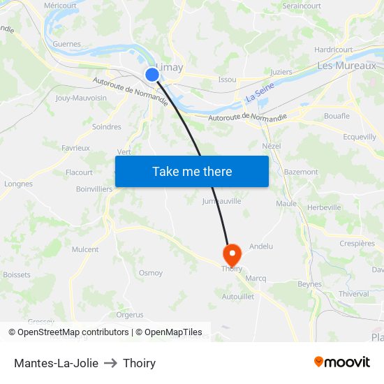Mantes-La-Jolie to Thoiry map