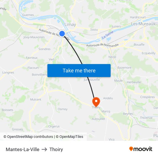 Mantes-La-Ville to Thoiry map