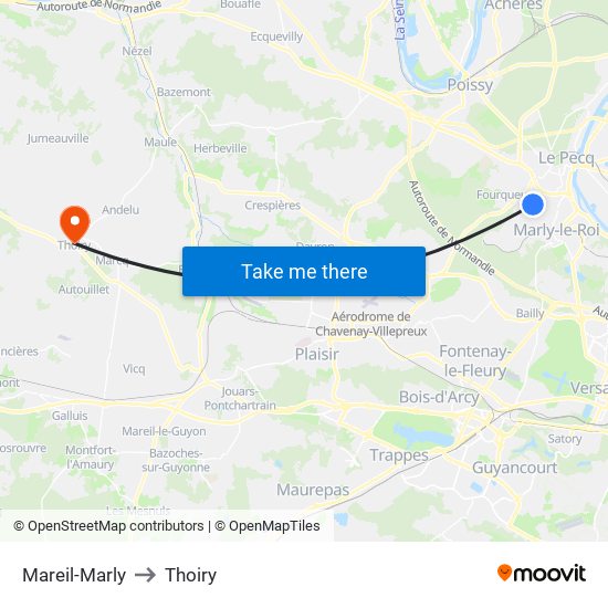 Mareil-Marly to Thoiry map