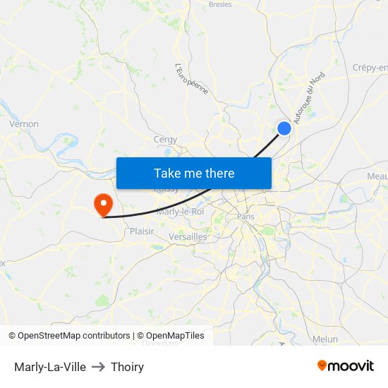 Marly-La-Ville to Thoiry map