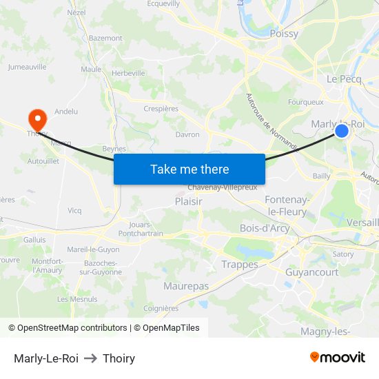 Marly-Le-Roi to Thoiry map