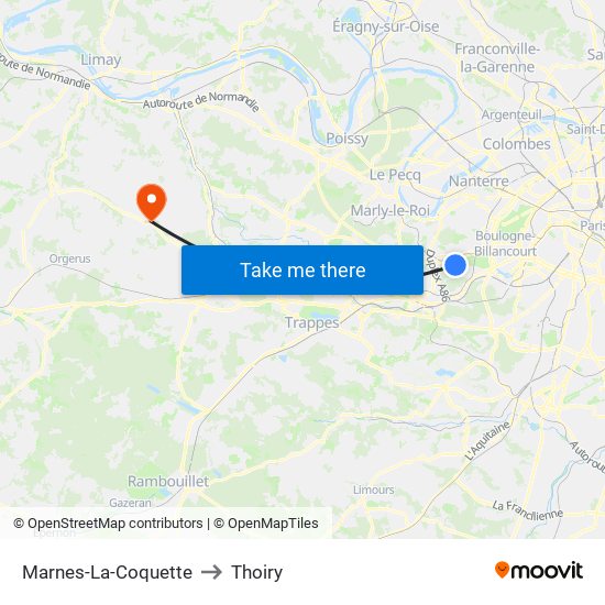 Marnes-La-Coquette to Thoiry map