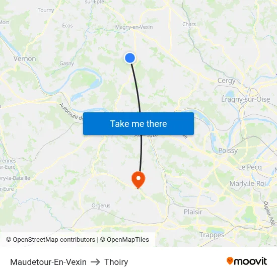 Maudetour-En-Vexin to Thoiry map