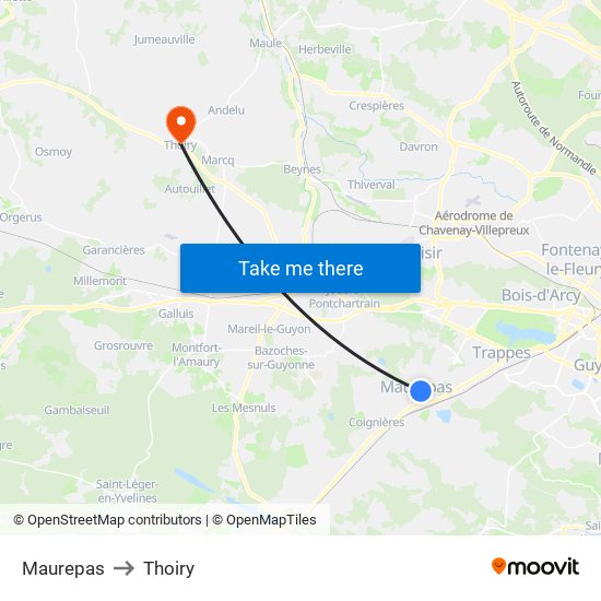 Maurepas to Thoiry map