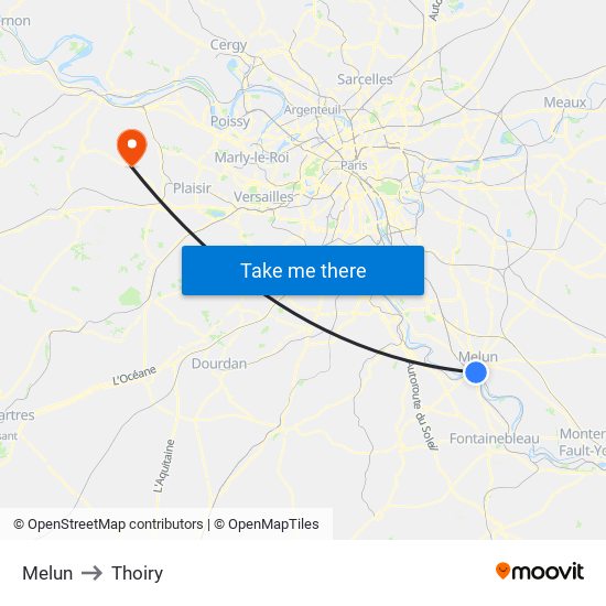 Melun to Thoiry map