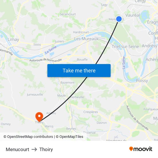 Menucourt to Thoiry map