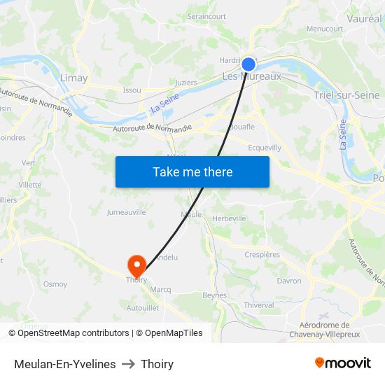 Meulan-En-Yvelines to Thoiry map