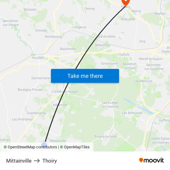 Mittainville to Thoiry map