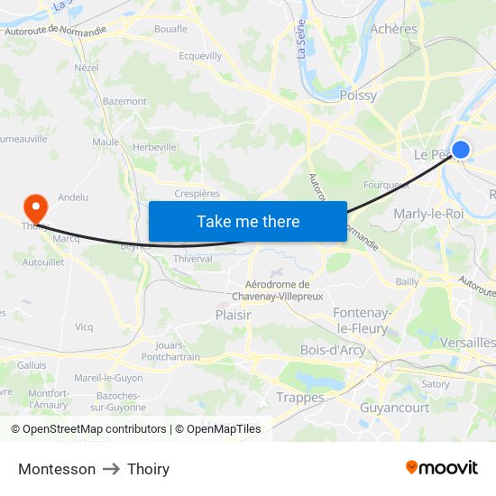 Montesson to Thoiry map