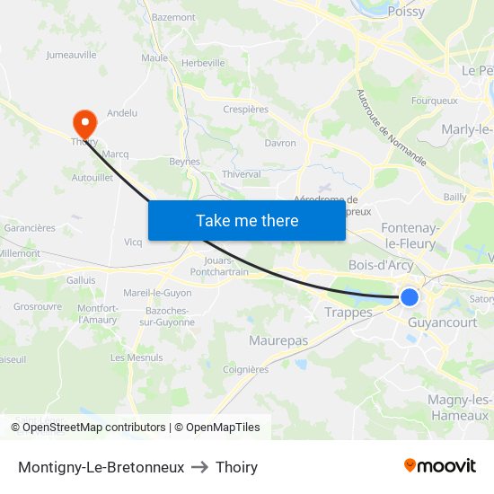 Montigny-Le-Bretonneux to Thoiry map