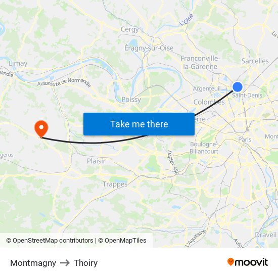 Montmagny to Thoiry map