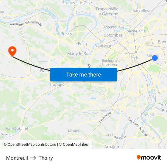 Montreuil to Thoiry map