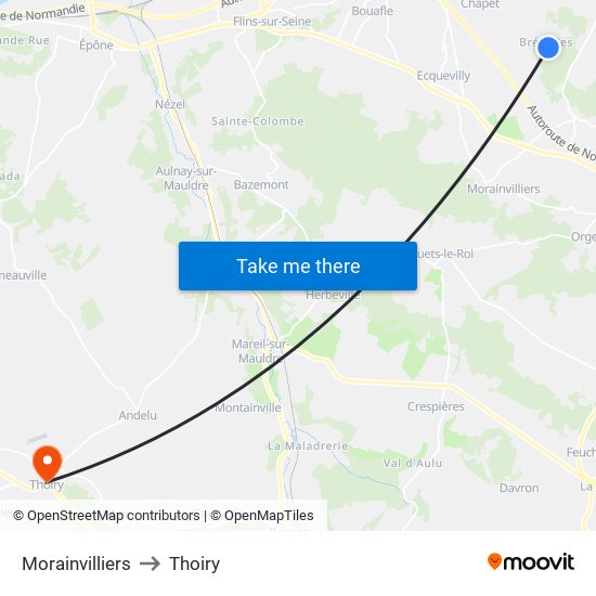 Morainvilliers to Thoiry map