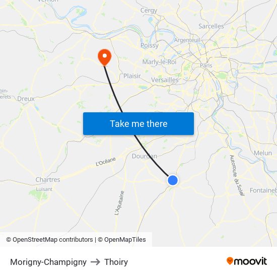 Morigny-Champigny to Thoiry map