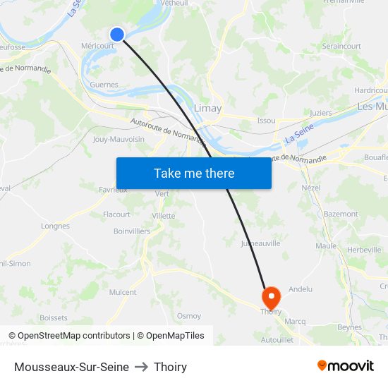 Mousseaux-Sur-Seine to Thoiry map