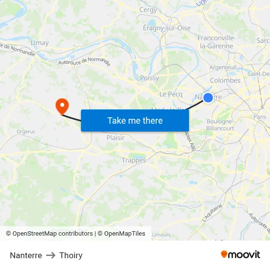Nanterre to Thoiry map