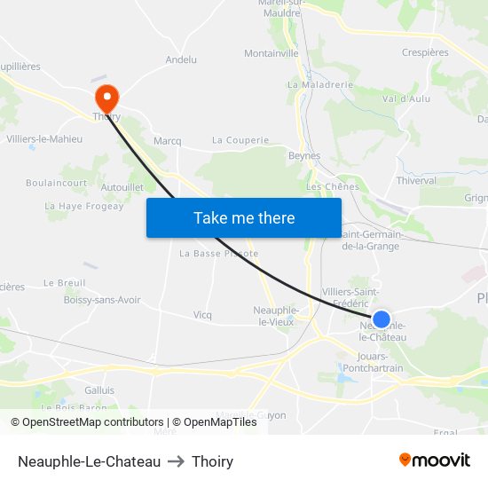 Neauphle-Le-Chateau to Thoiry map