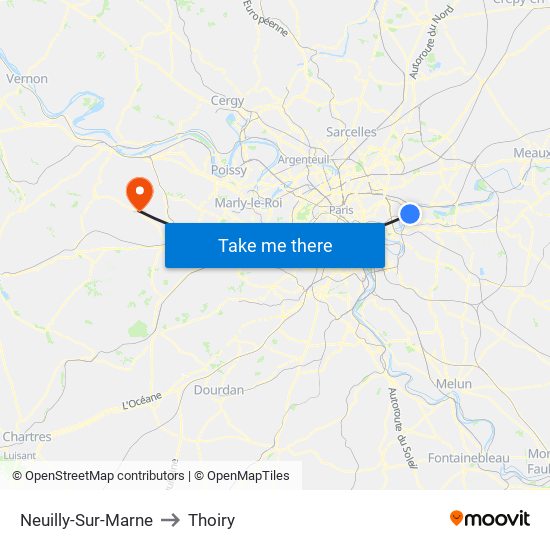 Neuilly-Sur-Marne to Thoiry map