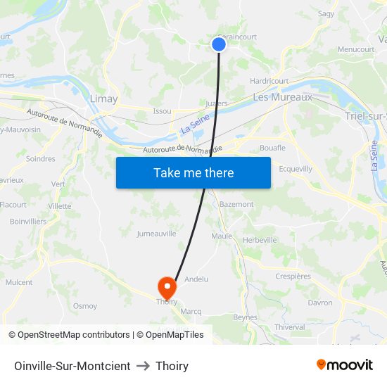 Oinville-Sur-Montcient to Thoiry map