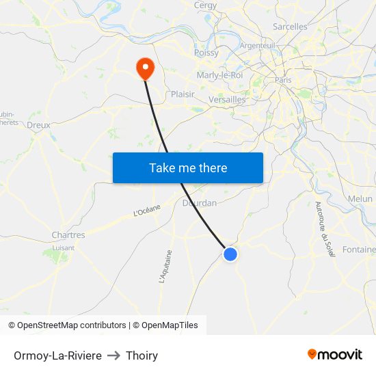 Ormoy-La-Riviere to Thoiry map