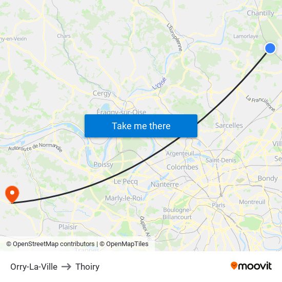 Orry-La-Ville to Thoiry map