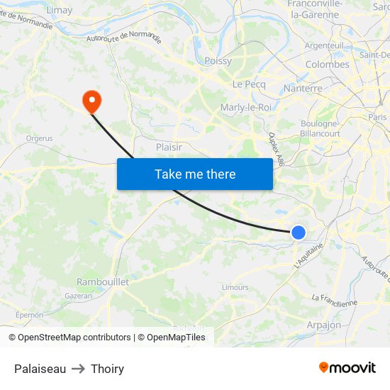 Palaiseau to Thoiry map