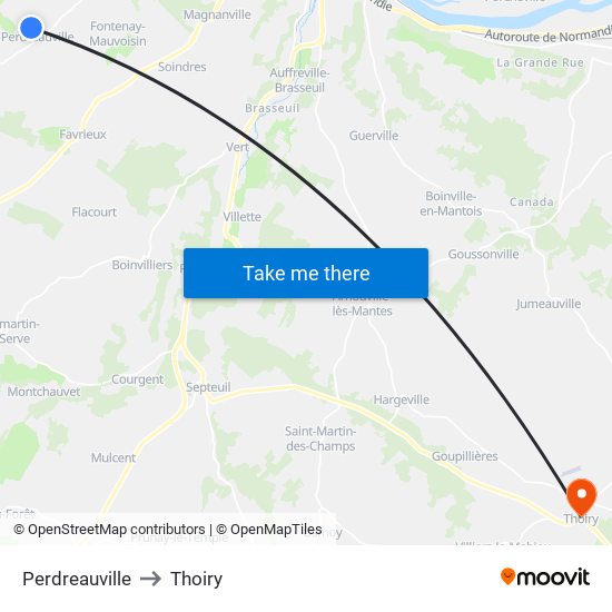 Perdreauville to Thoiry map