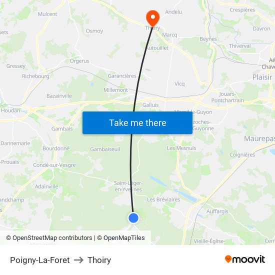 Poigny-La-Foret to Thoiry map