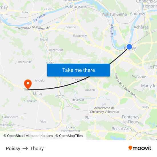 Poissy to Thoiry map