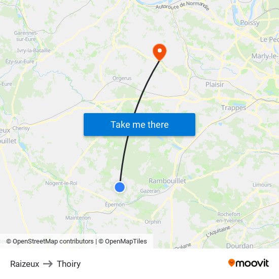 Raizeux to Thoiry map