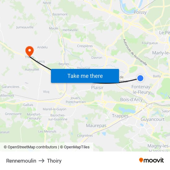 Rennemoulin to Thoiry map