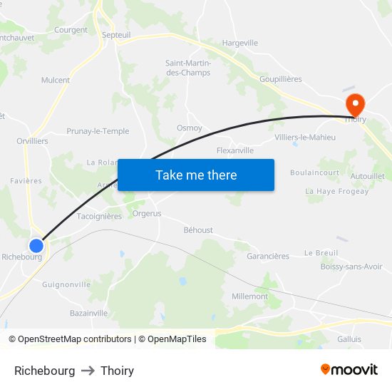 Richebourg to Thoiry map