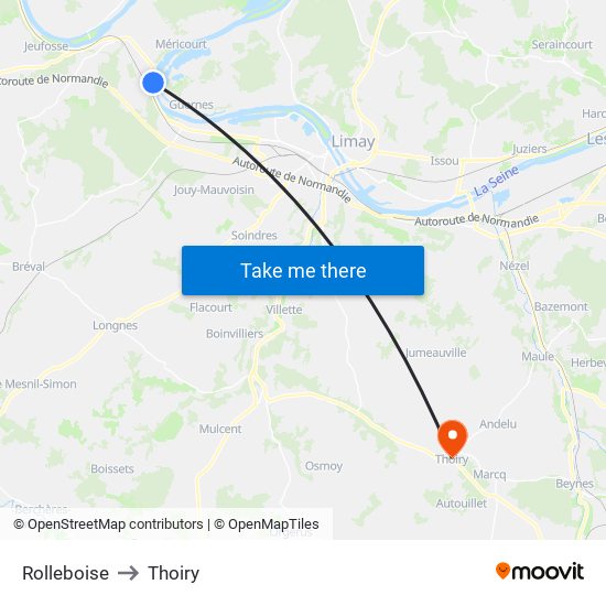 Rolleboise to Thoiry map